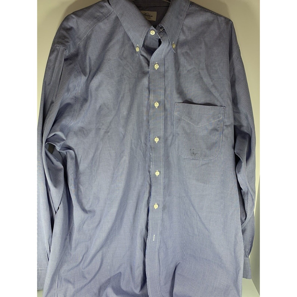 brooks brothers Mens Size 16.5-33 Blue Checkered Shirt Long‎ Sleeve Button Down